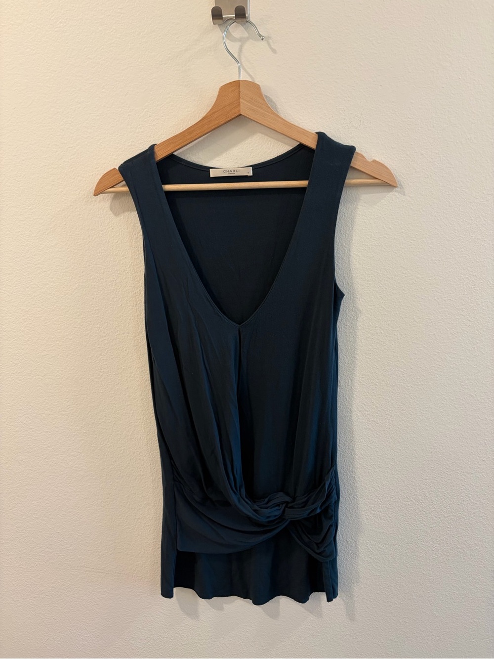Draped Twist-Front Tank Top in Deep Teal